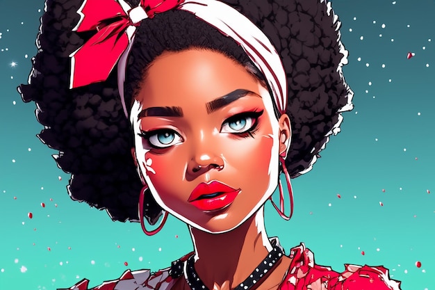 Retratos de mulheres ilustração avatar para uma rede social ilustração plana de mulher negra lindo desenho animado anime mulher afro-americana menina desenho animado feminino close-up ilustração do rosto de mulher