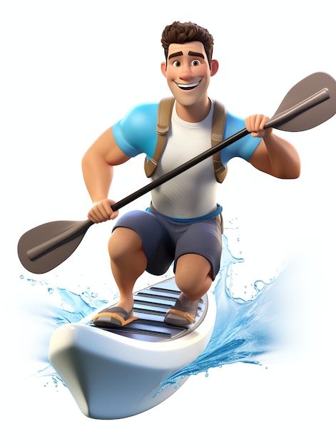 retratos de personagens 3D da canoa do atleta