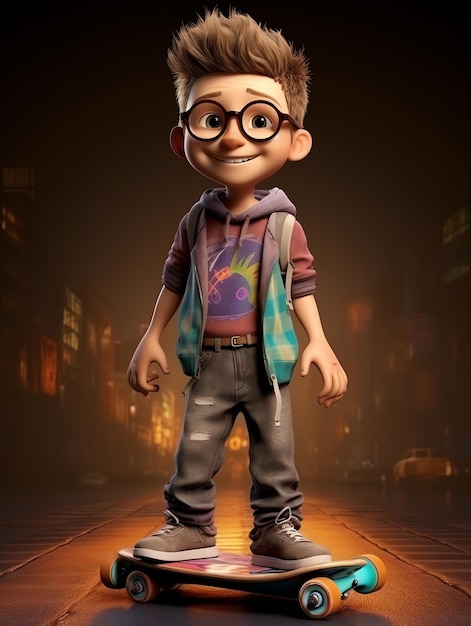 Retratos de personagens 3D da Pixar de sekateboard