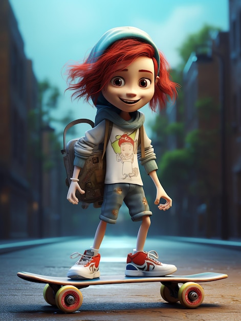 Retratos de personagens 3D da Pixar de sekateboard