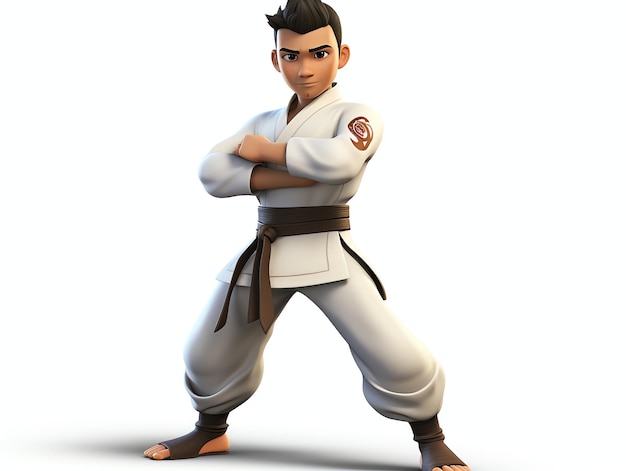 Retratos de personagens 3D de atleta de kungfu