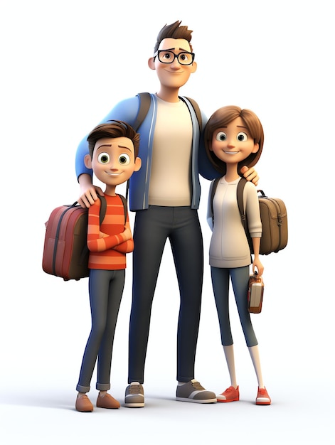 retratos de personagens 3D de família