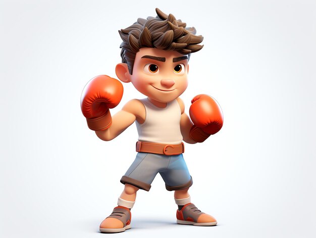 Retratos de personagens 3D de jovens atletas de boxe