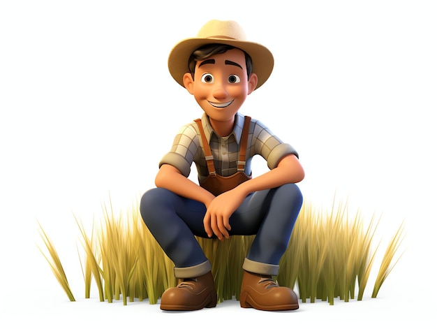 retratos de personagens 3d pixar agricultor