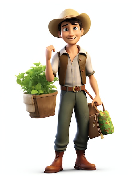 retratos de personagens 3d pixar agricultor