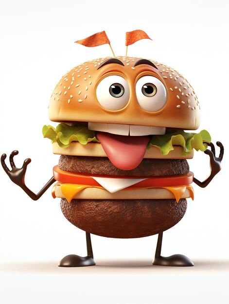 Foto retratos de personagens 3d pixar de hambúrgueres