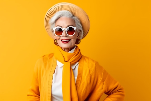 Retratos divertidos de la abuela Anciana vistiendo elegante para un evento especial moda de abuela m