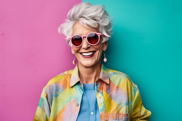 Retratos engraçados da avó Mulher idosa vestindo-se elegantemente para um evento especial da vovó fashion m