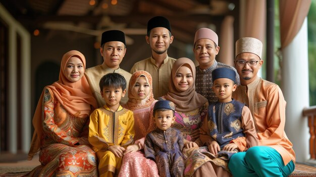 Foto retratos de la familia de eid ul-fitr