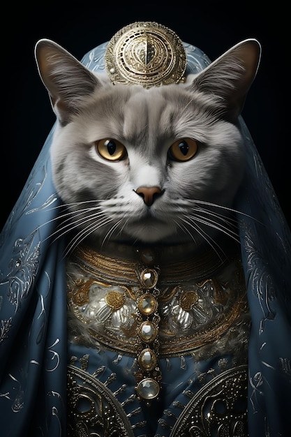 Retratos de mascotas creativos y elegantes con trajes reales y disfraces para un lujo lindo y elegante