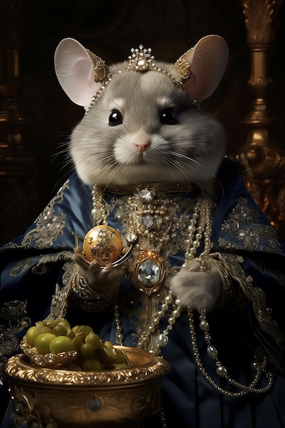 Retratos de mascotas creativos y elegantes con trajes reales y disfraces para un lujo lindo y elegante