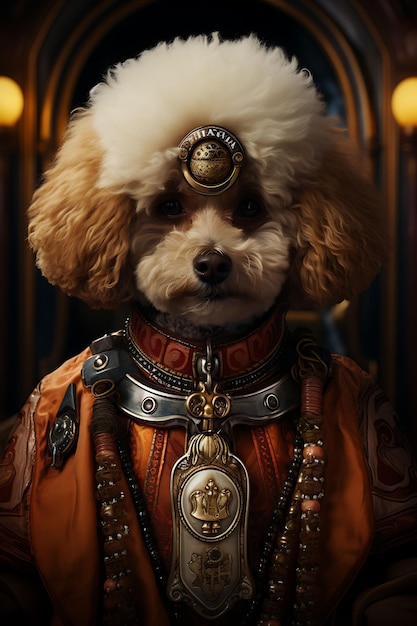 Retratos de mascotas creativos y elegantes con trajes reales y disfraces para un lujo lindo y elegante