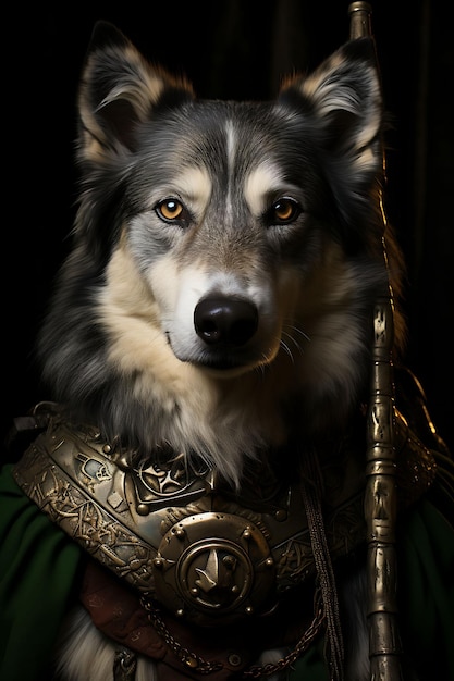 Retratos de mascotas creativos y elegantes con trajes reales y disfraces para un lujo lindo y elegante