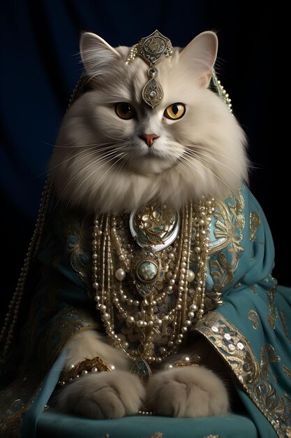 Retratos de mascotas creativos y elegantes con trajes reales y disfraces para un lujo lindo y elegante