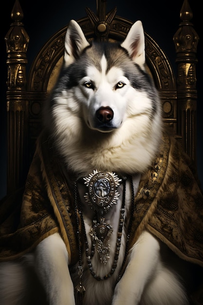 Retratos de mascotas creativos y elegantes con trajes reales y disfraces para un lujo lindo y elegante