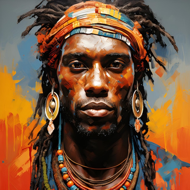 Retratos de motivos africanos Mes de la historia negra Orgullo de la cultura africana como una celebración multicultural