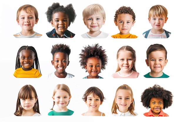 Retratos de niños pequeños de diferentes razas