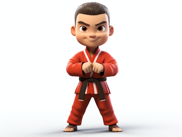 Foto retratos de personajes en 3d de atletas de kungfu