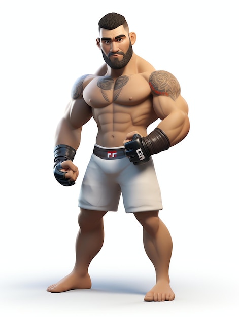 Retratos de personajes en 3D del joven atleta mma ufc