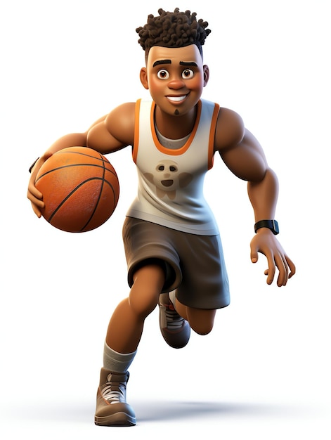 Retratos de personajes en 3D de jóvenes atletas de baloncesto