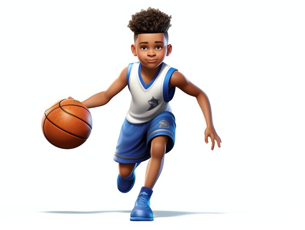 Retratos de personajes en 3D de jóvenes atletas de baloncesto