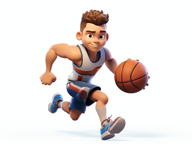 Retratos de personajes en 3D de jóvenes atletas de baloncesto