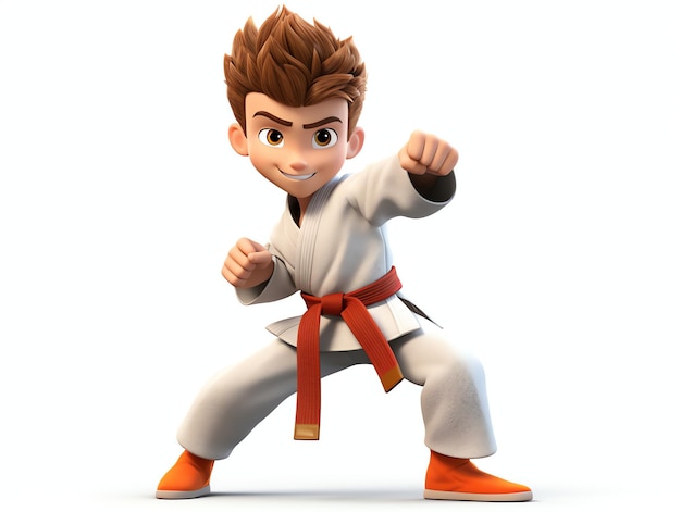 Retratos de personajes en 3D de jóvenes atletas de karate