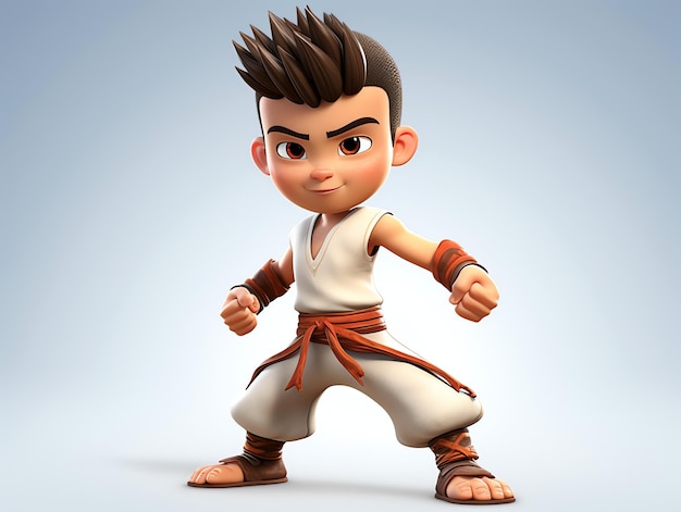 Retratos de personajes en 3D de kungfu.