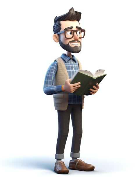 Foto retratos de personajes en 3d maestro con libro