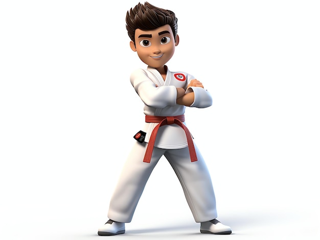 Retratos de personajes en 3D de taekwondo.