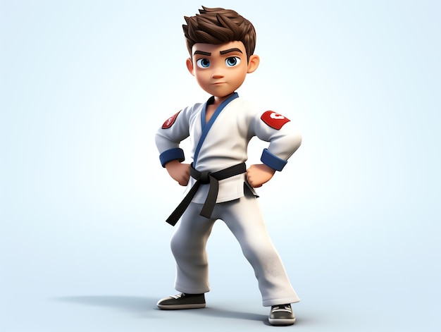 Retratos de personajes en 3D de taekwondo.