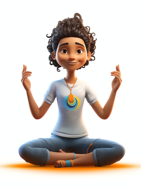 Retratos de personajes en 3D del yoga.