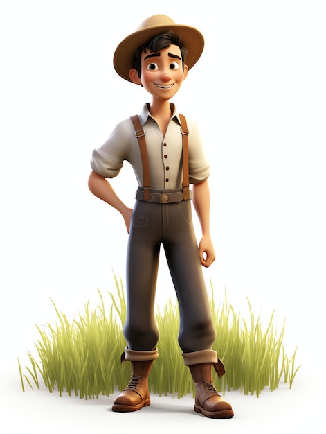 retratos de personajes de pixar en 3d agricultor