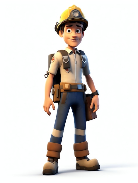 retratos de personajes de pixar en 3d de bombero