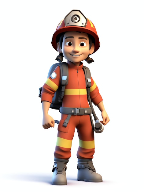 retratos de personajes de pixar en 3d de bombero