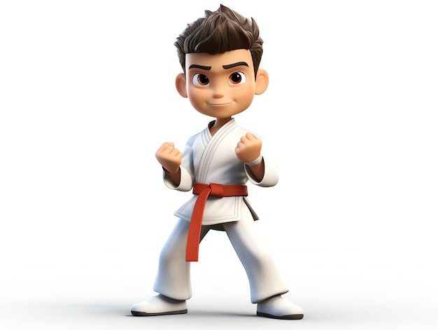 Retratos de personajes de Pixar en 3d de jóvenes atletas de karate