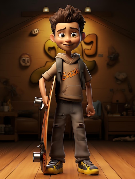 Foto retratos de personajes de pixar en 3d de sekateboard