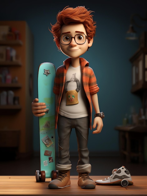 Retratos de personajes de Pixar en 3D de sekateboard