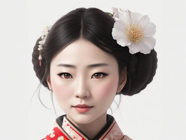 Foto retratos realistas de hermosas mujeres japonesas con sus vestidos tradicionales