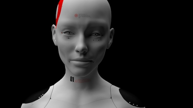 Retratos de un robot femenino. concepto de robótica e inteligencia artificial.