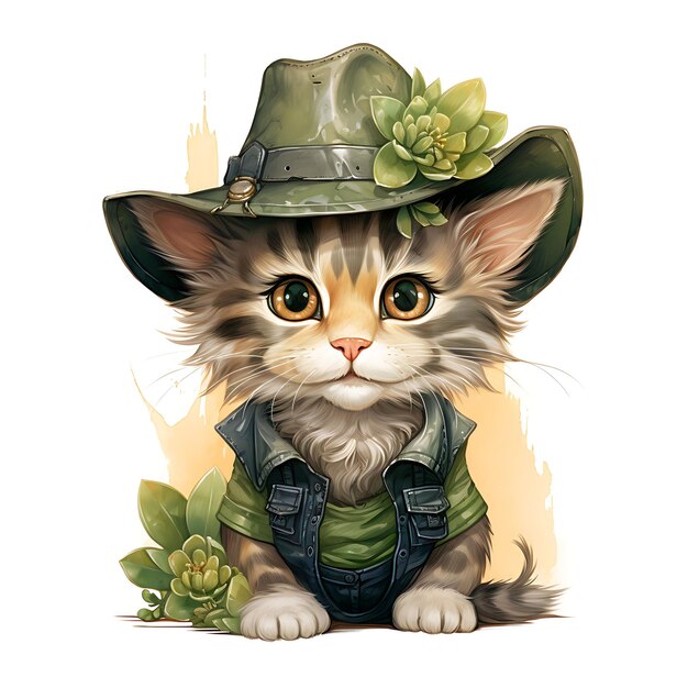 Retratos únicos de mascotas acuarela Clipart Celebra el día de San Patricio con adorables mascotas de traje verde