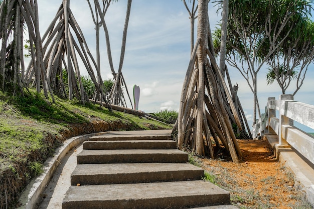 Foto retratos en la zona turística de la playa karang tawulan de indonesia