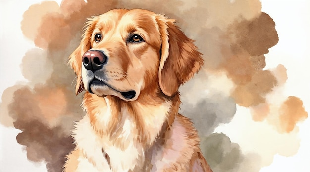 Retriever dorado retrato en acuarela