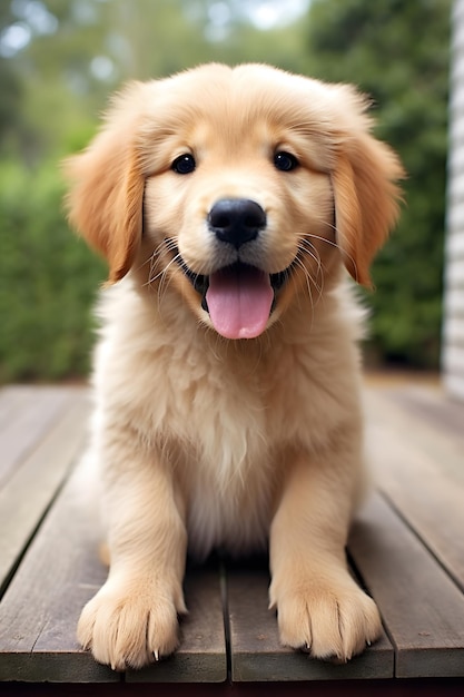 Retriever dourado sorridente retrato de cachorro em fundo branco