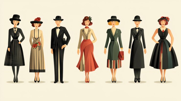 Foto retro 20s fashion icons vintage ilustrações 2d de tendências e estilos icônicos