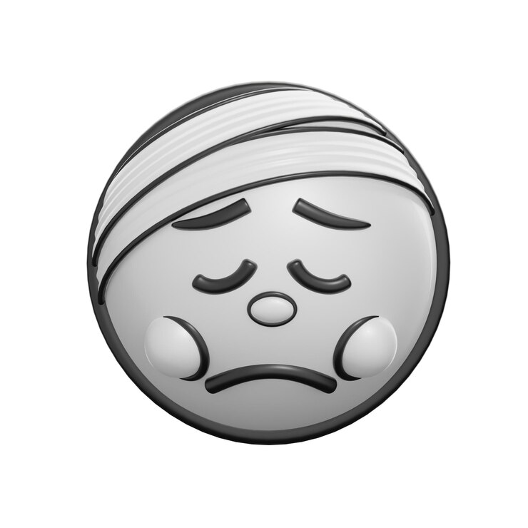 Foto retro 3d emoji bandaged ilustração de expressão triste