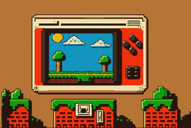 Retro-8-Bit-Super-Mario-Konsolenspielhintergrund Hochauflösendes Hintergrundbild für Vintage-Gaming-Fans