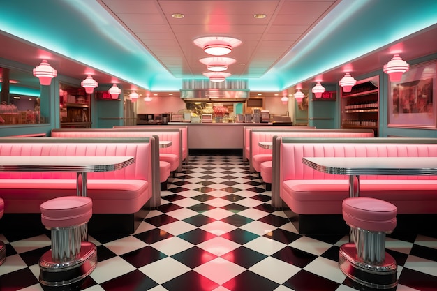 Foto retro-amerikanisches diner-interieur