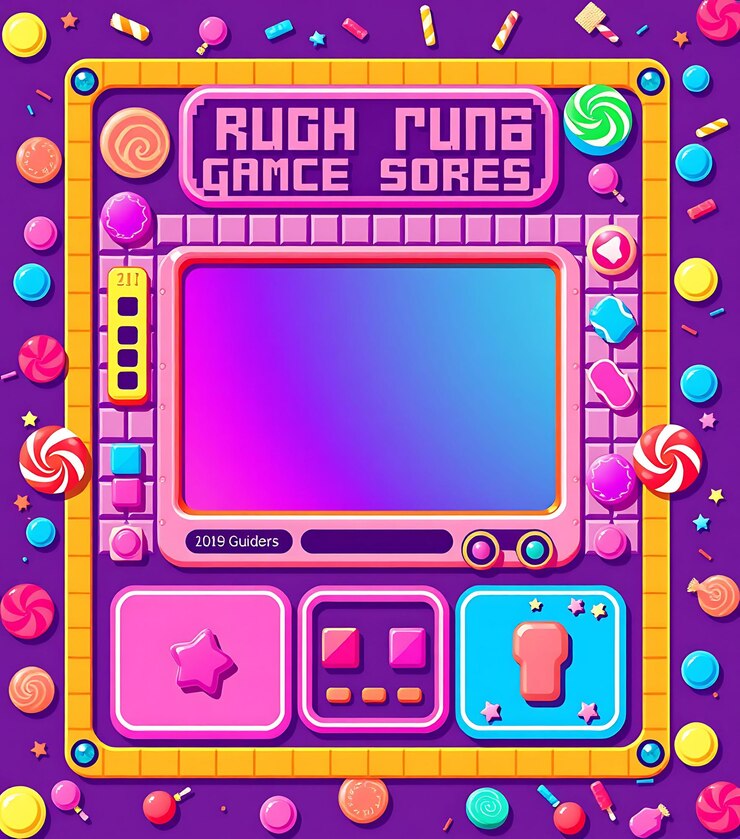 Foto retro arcade candy pixels tema layout de tela para uma variedade de jogos ou ent game interface designe
