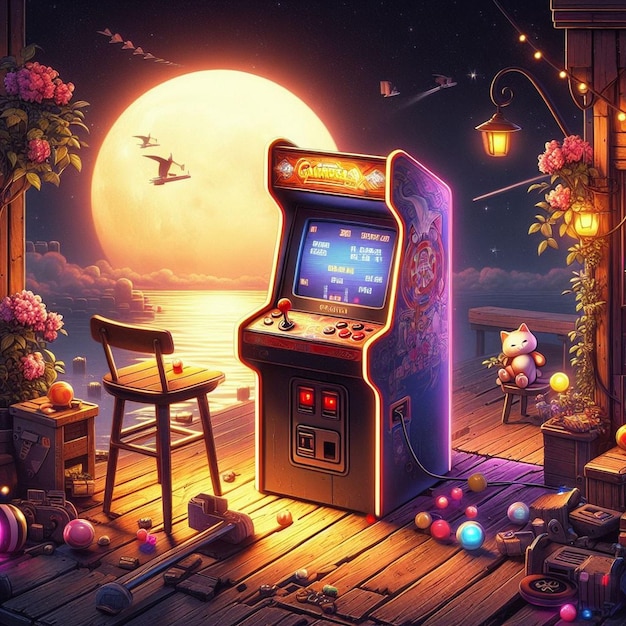 Retro-Arcade-Spielmaschinen-Illustration